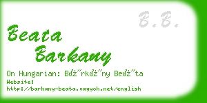 beata barkany business card